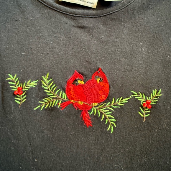 Anthony Richards Christmas Holiday Black Shirt Embroidery XL 100% Cotton - Picture 5 of 10